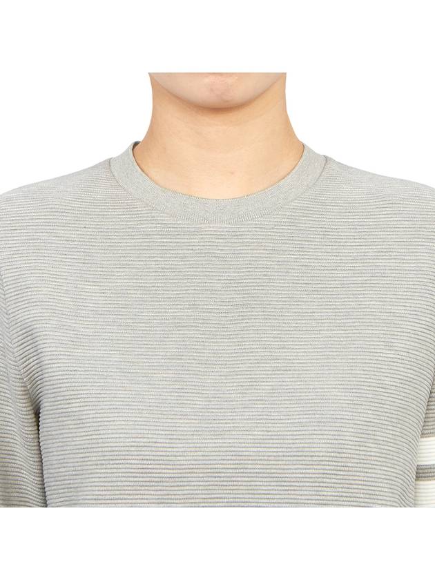 Ottoman Rib 4-Bar Crew Neck Sweatshirt Grey - THOM BROWNE - BALAAN 6