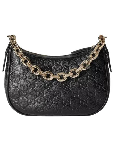 GG Emblem Small Leather Shoulder Bag Black - GUCCI - BALAAN 1