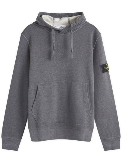 Cotton Fleece Garment Dyed Hoodie Dark Grey Melange - STONE ISLAND - BALAAN 2