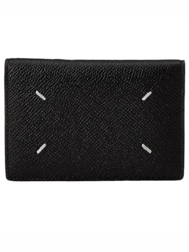 Stitched Bi-Fold Leather Card Wallet Black - MAISON MARGIELA - BALAAN 2