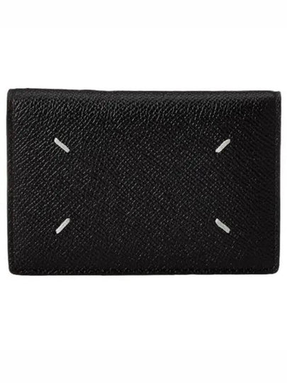 Stitched Bi-Fold Leather Card Wallet Black - MAISON MARGIELA - BALAAN 2