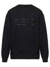 Embroidered Logo Crew Neck Sweatshirt Black - FENDI - BALAAN 2