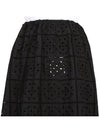 Embroidered Anglaise Midi Cotton A-Line Skirt Black - GANNI - BALAAN.