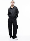 For Women W243SH02BK Oversized String Denim Shirt Black Indigo - CHANCE'S NOI - BALAAN 3