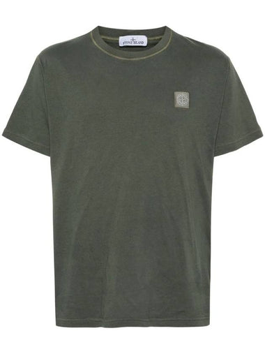 Organic Cotton Short Sleeve T-Shirt Sage Green - STONE ISLAND - BALAAN 1