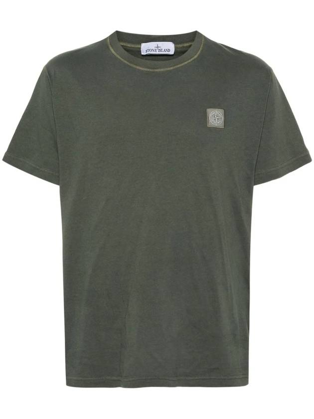 Organic Cotton Short Sleeve T-Shirt Sage Green - STONE ISLAND - BALAAN 1