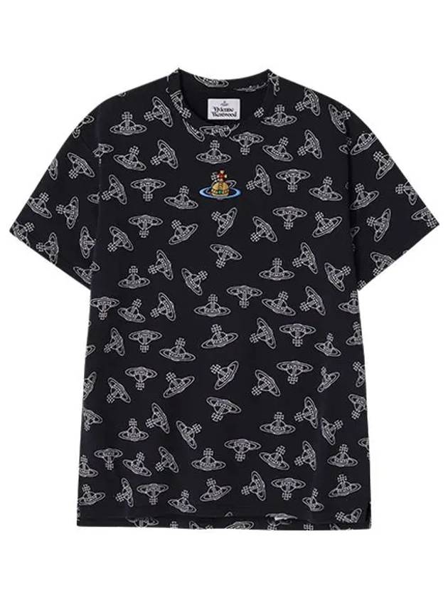 Embroidered Logo Monogram Short Sleeve T-Shirt Navy - VIVIENNE WESTWOOD - BALAAN 3