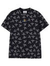 Embroidered Logo Monogram Short Sleeve T-Shirt Navy - VIVIENNE WESTWOOD - BALAAN 2