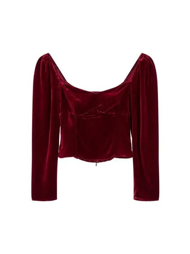 Heart Neck Cropped Velvet Top Cherry Red 270026 - REFORMATION - BALAAN 1