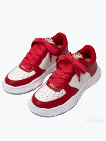 A08FW706 Red White Wayne OG Sole Leather Low Sneakers - MIHARA YASUHIRO - BALAAN 1