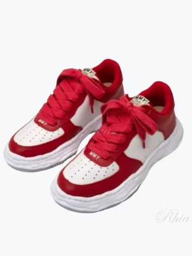 A08FW706 Red White Wayne OG Sole Leather Low Sneakers - MIHARA YASUHIRO - BALAAN 1