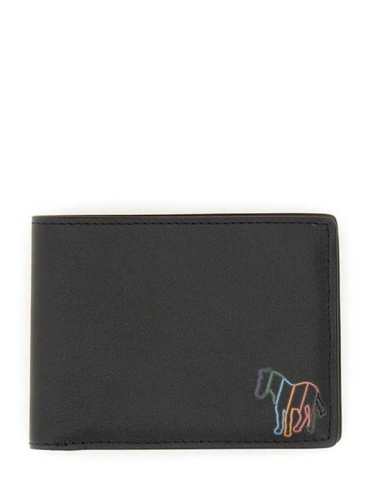 Rainbow Zebra Leather Half Wallet Black - PAUL SMITH - BALAAN 1