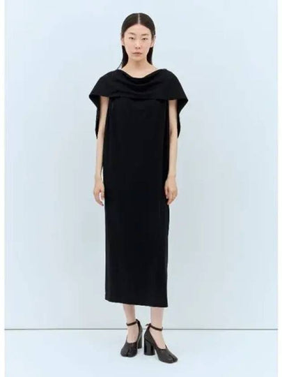 Women's Draped Jersey Long Dress Black - ISSEY MIYAKE - BALAAN 2