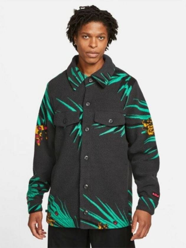 01DA6708070LebronMedium Sherpa Button Up JacketBlack Green - NIKE - BALAAN 1