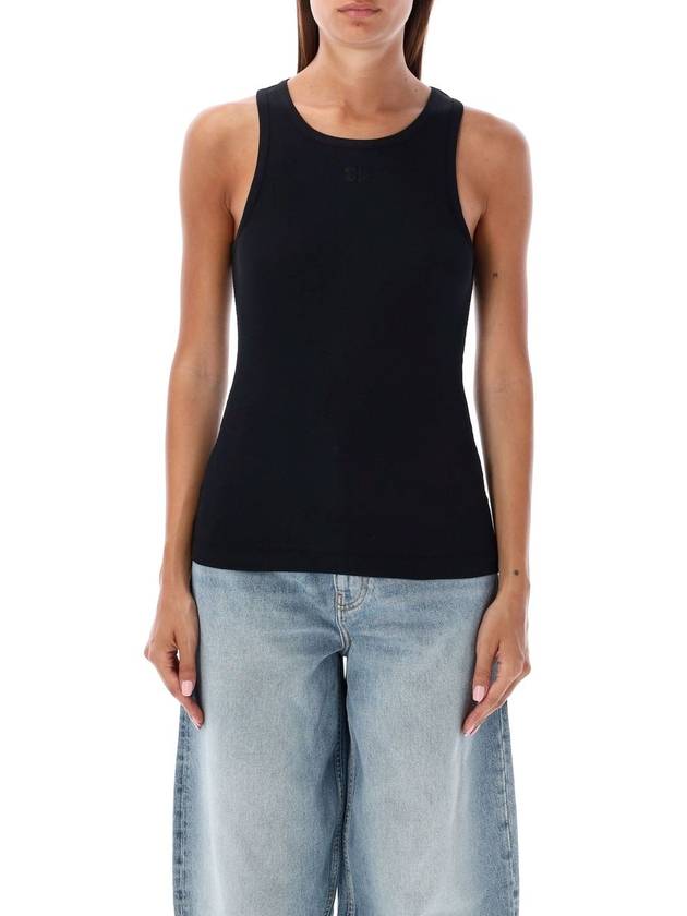 Ribbed Organic Cotton Sleeveless Black - GANNI - BALAAN 2