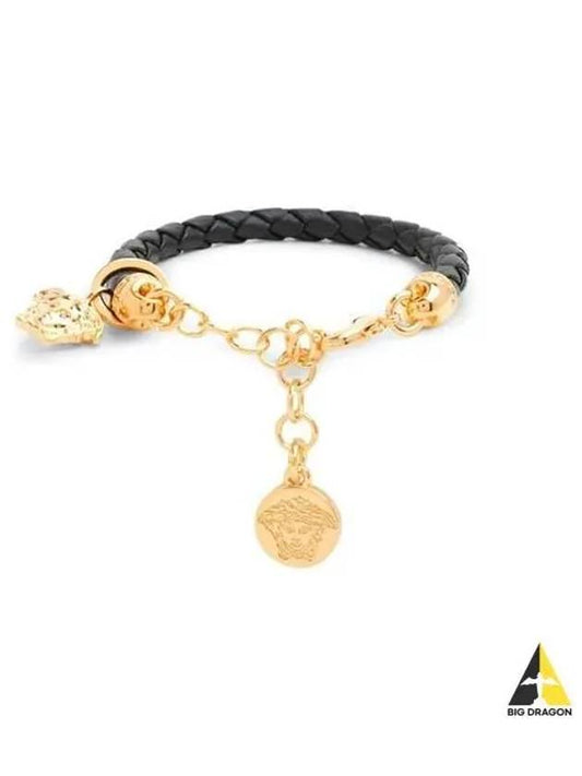 Women s Medusa Logo Leather Bracelet Black DG0G353 DMTN6 - VERSACE - BALAAN 1