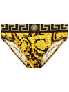 Men's Greca Border Barocco Print Briefs Yellow - VERSACE - BALAAN 2