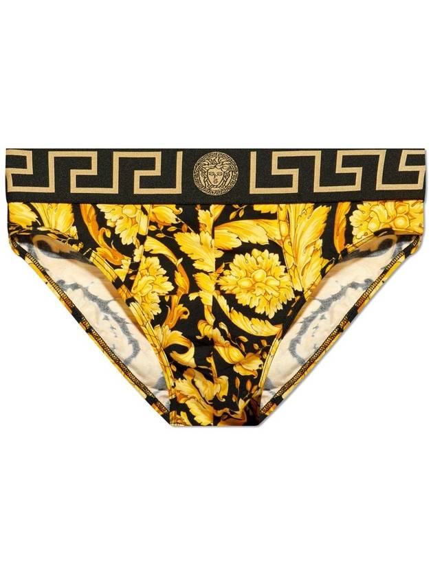 Men's Greca Border Barocco Print Briefs Yellow - VERSACE - BALAAN 2