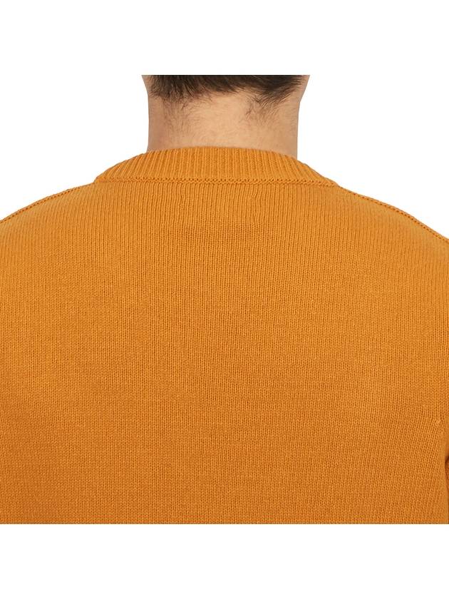 Logo Patch Crew Neck Wool Knit Top Orange - STONE ISLAND - BALAAN 8