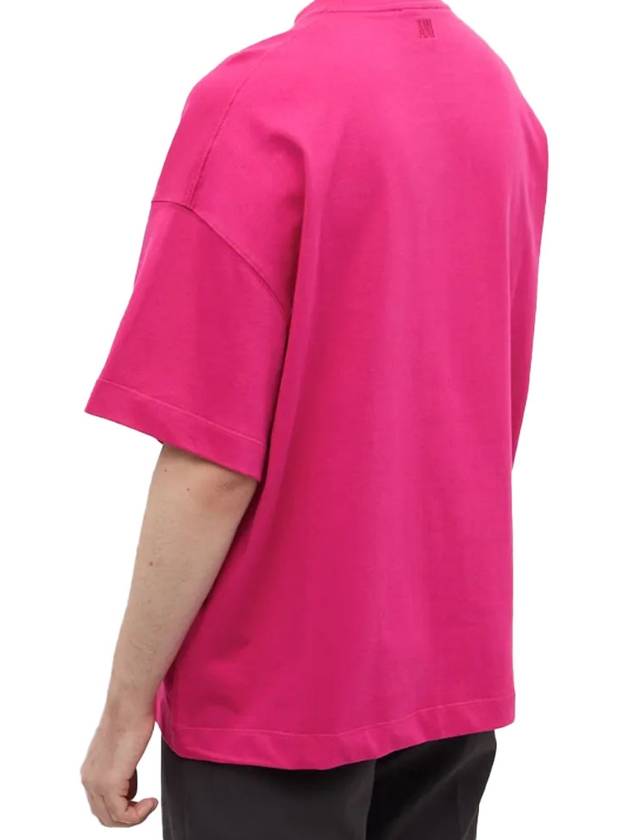 Logo Short Sleeve T-Shirt Fuchsia - AMI - BALAAN 4