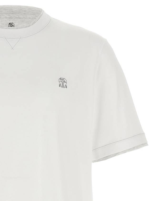 Embroidery Logo Short Sleeve T-Shirt White - BRUNELLO CUCINELLI - BALAAN 4