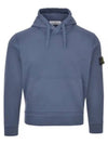 Logo Patch Cotton Fleece Hoodie Blue - STONE ISLAND - BALAAN 2