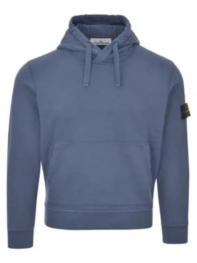 Logo Patch Cotton Fleece Hoodie Blue - STONE ISLAND - BALAAN 2