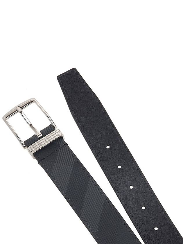 Checked Leather Belt Charcoal - BURBERRY - BALAAN 9