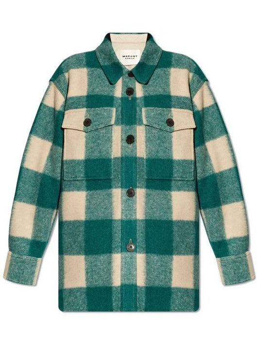 24SS HARVELI Check Wool Coat Green MA0020FA B1D05E 60GR - ISABEL MARANT - BALAAN 2