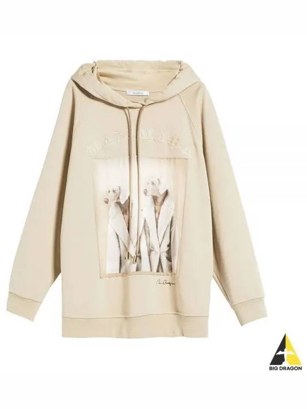 Lillo Graphic Print Cotton Hoodie Beige - MAX MARA - BALAAN 2