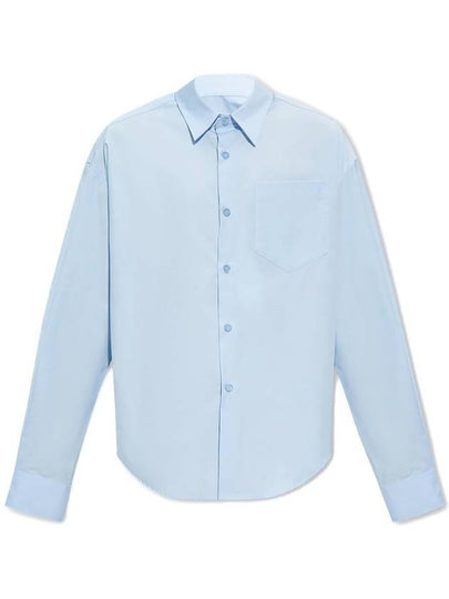 Chest Pocket Boxy Fit Poplin Long Sleeve Shirt Sky Blue - AMI - BALAAN 2