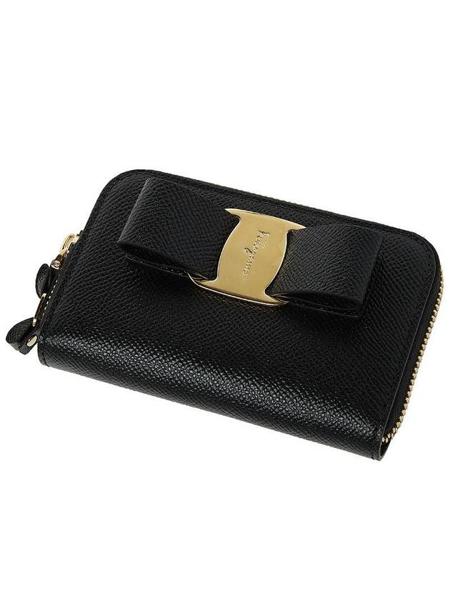 Vara Bow Zipper Card Wallet Black - SALVATORE FERRAGAMO - BALAAN 5