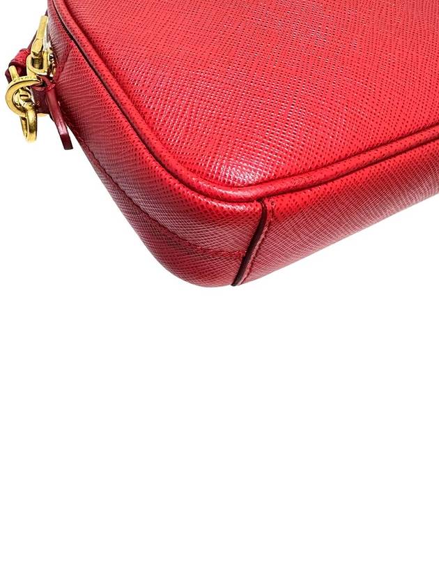 Women s 1BH036 Red Saffiano Gold Logo Mini Cross Bag - PRADA - BALAAN 7