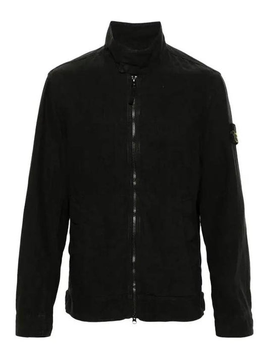 Tela Mock Neck Zip-up Jacket Black - STONE ISLAND - BALAAN 2