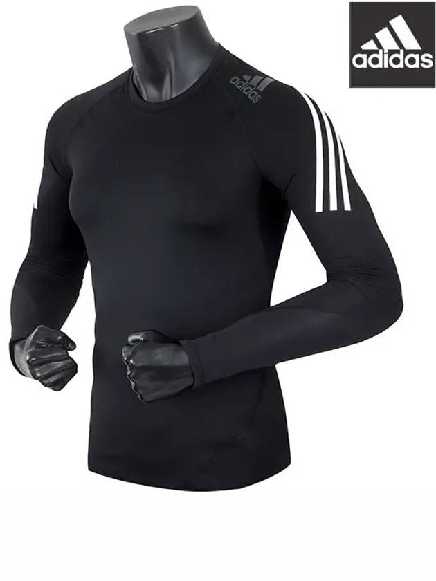 Alpha Skin Sports Three Stripes Long Sleeve T-Shirt Black - ADIDAS - BALAAN 2