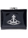Shiny Patent Small Frame Leather Card Wallet Black - VIVIENNE WESTWOOD - BALAAN.