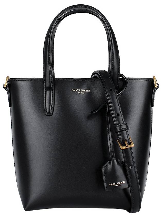 Toy Small Leather Shopping Box Tote Bag Black - SAINT LAURENT - BALAAN 3