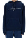 Embroidered Logo Cotton Hoodie Navy - MSGM - BALAAN 2