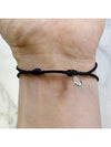 Silver Signature V Logo Cotton Bracelet Black - VALENTINO - BALAAN 3