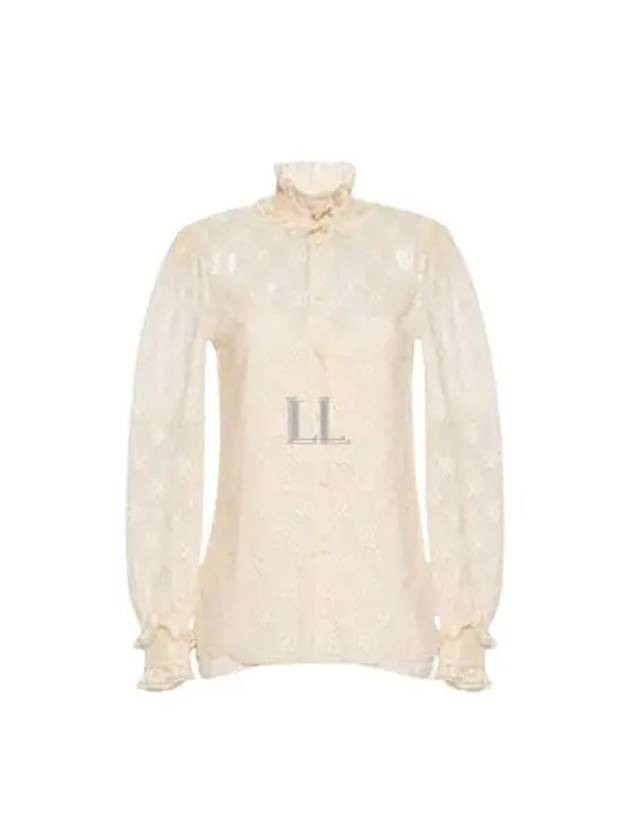 Women's GG Lace Blouse Ivory - GUCCI - BALAAN 2