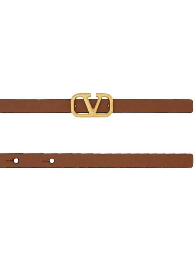 V Logo Signature Reversible Leather Belt Brown - VALENTINO - BALAAN 3