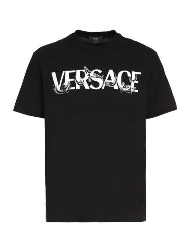 Men's Barocco Silhouette Logo Short Sleeve T-Shirt Black - VERSACE - BALAAN 2