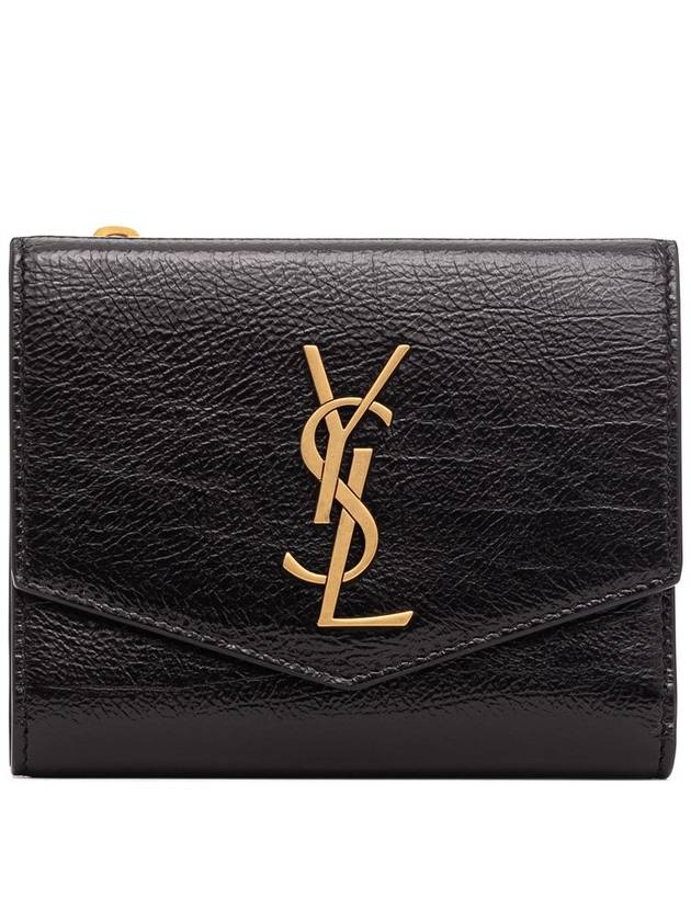 Uptown Compact Leather Wallet Black - SAINT LAURENT - BALAAN 2