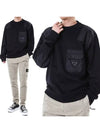 Re-Nylon Details Cotton Sweatshirt Black - PRADA - BALAAN 2