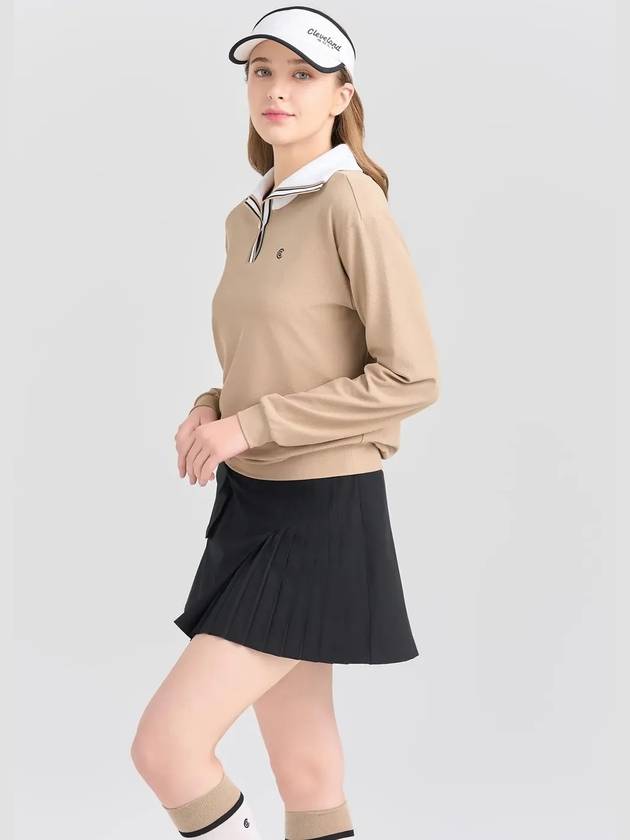 Online Exclusive Women s Cotton Touch PQ Big Collar Long Sleeve T Shirt Beige - CLEVELAND GOLF - BALAAN 2