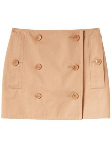 WoMen's Trench Mini Cotton Gabardine A-Line Skirt Pale Nude - BURBERRY - BALAAN 1