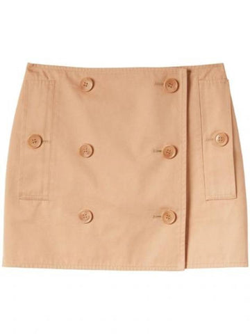 Women's Trench Mini Cotton Gabardine A-Line Skirt Pale Nude - BURBERRY - BALAAN 1