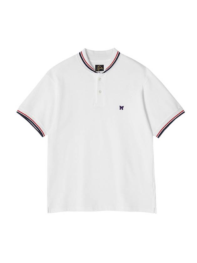 Embroidered Logo Short Sleeve Polo Shirt White - NEEDLES - BALAAN 1