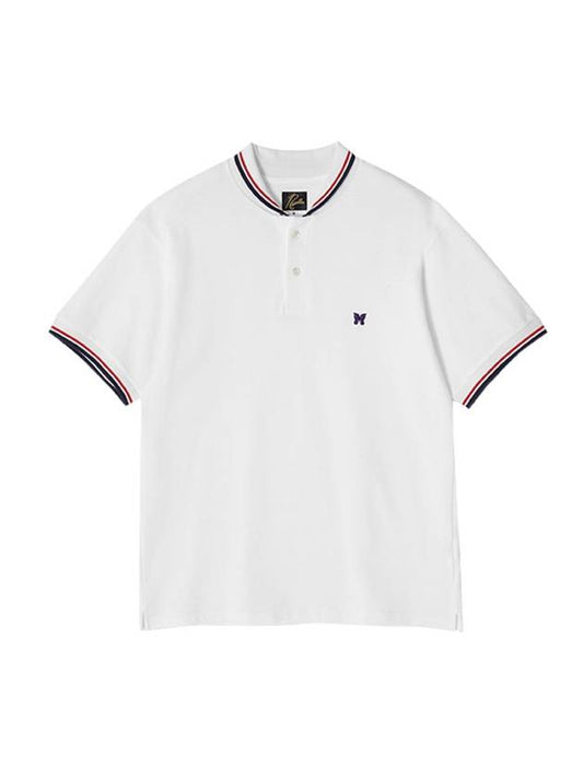 Embroidered Logo Short Sleeve Polo Shirt White - NEEDLES - BALAAN 1