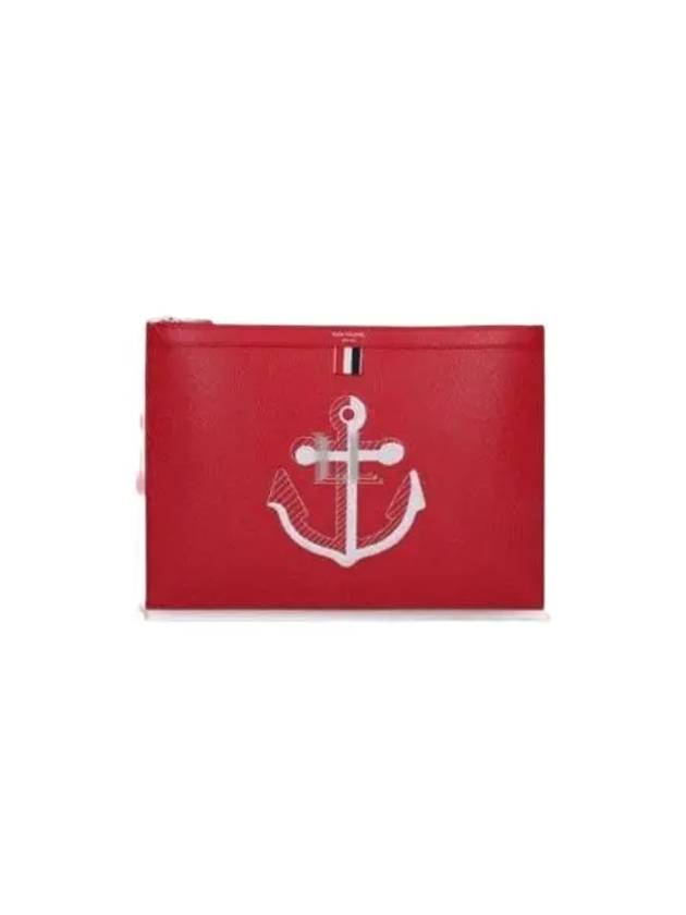 Anchor Embroidered Document Clutch Bag Red - THOM BROWNE - BALAAN 2